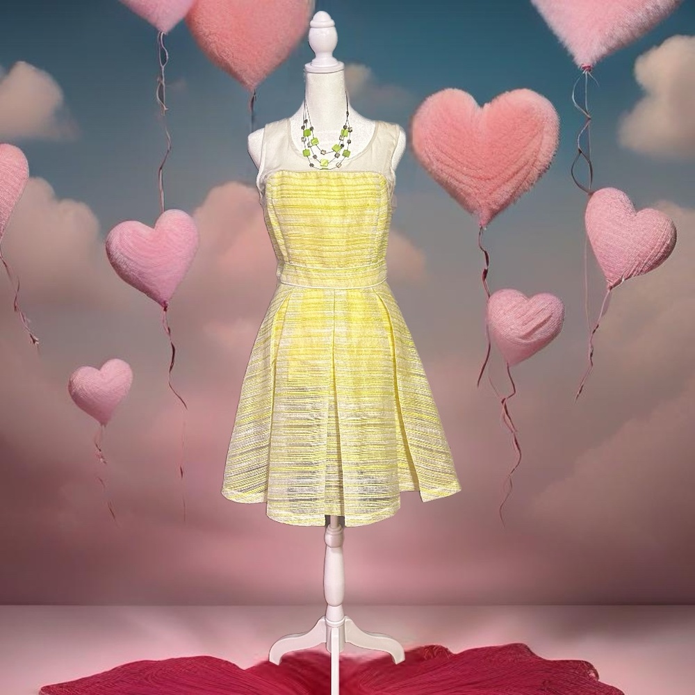 NWT Ryu pleated yellow & lime dress